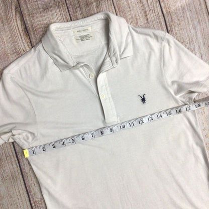 AllSaints Spitalfields Stone White 100% Cotton Polo Shirt Size S