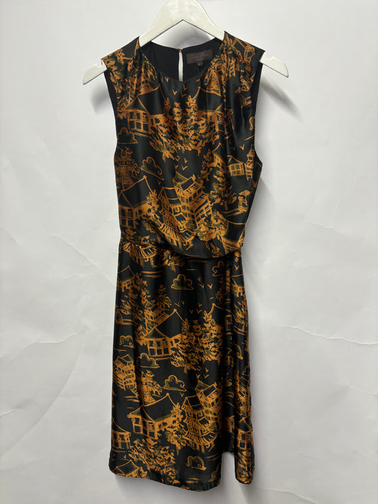 Great Plains Black and Bronze Hut Print Dress XL BNWT