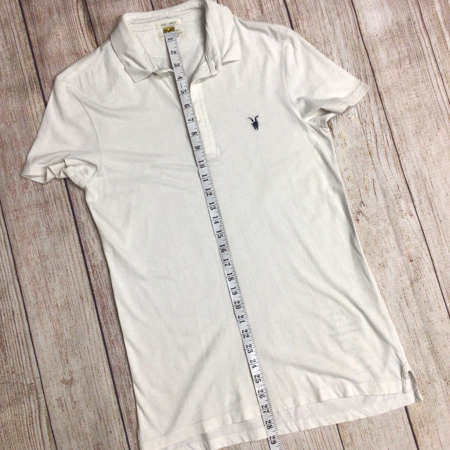 AllSaints Spitalfields Stone White 100% Cotton Polo Shirt Size S