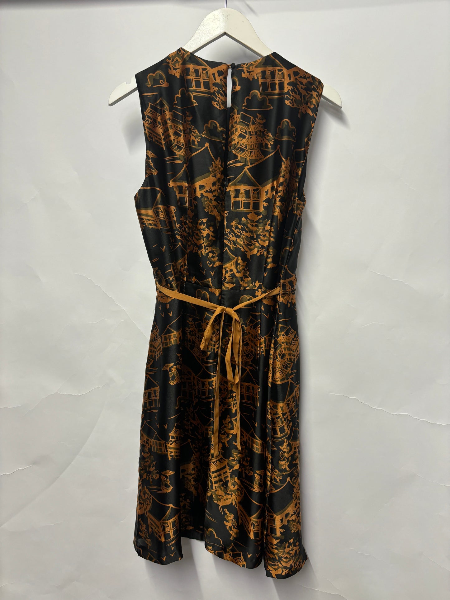 Great Plains Black and Bronze Hut Print Dress XL BNWT