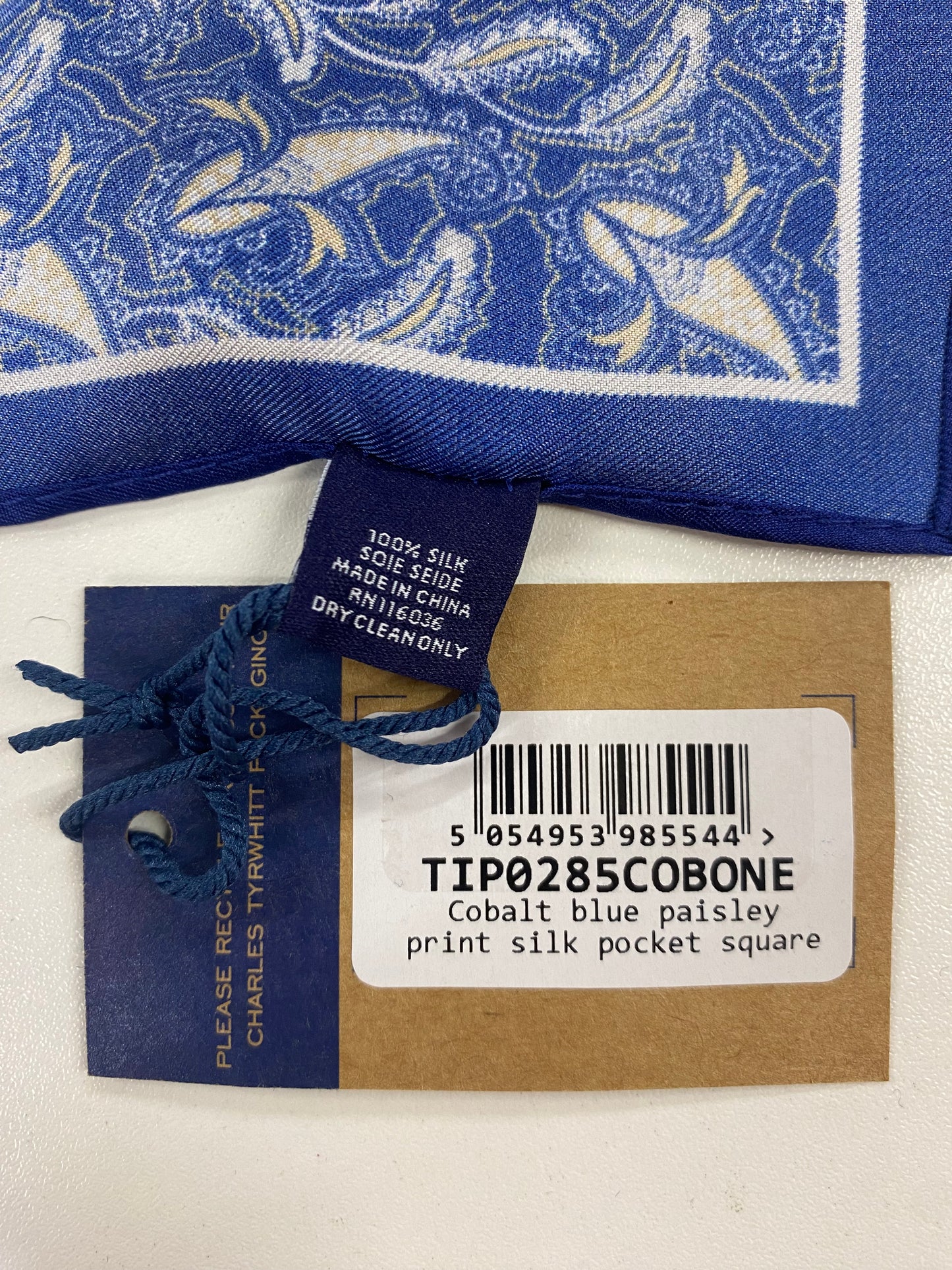 Charles Tyrwhitt Blue Silk Paisley Pocket Scarf BNWT