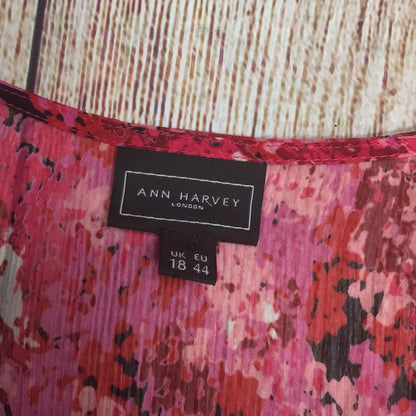 Ann Harvey Pink Patterned 2 Piece Floaty Dress & Shawl Size 18