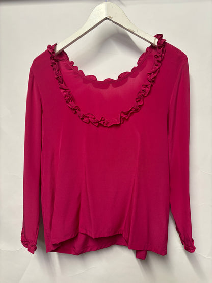 Sezane Pink Silk Long Sleeve Blouse 10