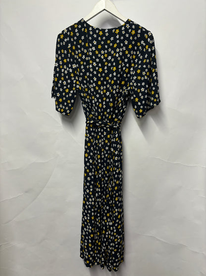 Hush Black, yellow and White Floral Mid Length Dress 10