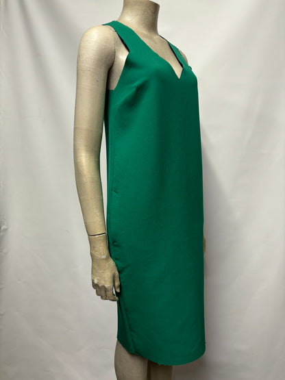 Finery Green Crepe Raw Edge Sheath Dress 8