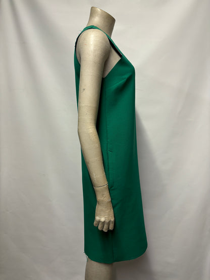 Finery Green Crepe Raw Edge Sheath Dress 8