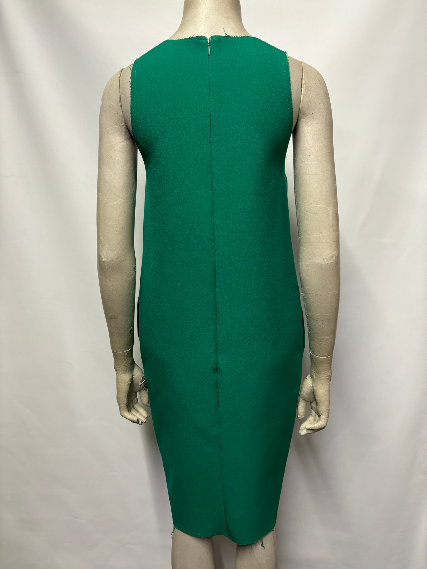 Finery Green Crepe Raw Edge Sheath Dress 8