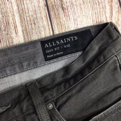 BNWT AllSaints Washed Black Cotton Setsu Iggy Fit Jeans Size W32 (on label)