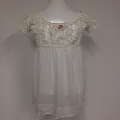 White Stuff White 100% Cotton Top w/Crochet Detail Size 1