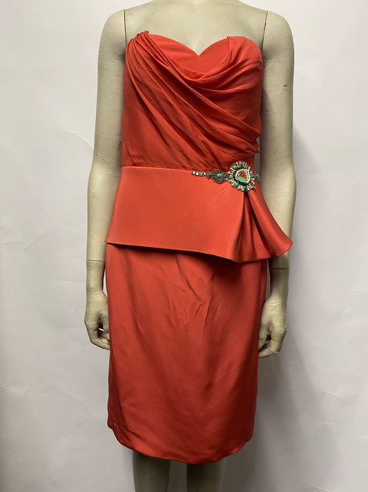 Marchesa Notte Silk Coral Dress 10