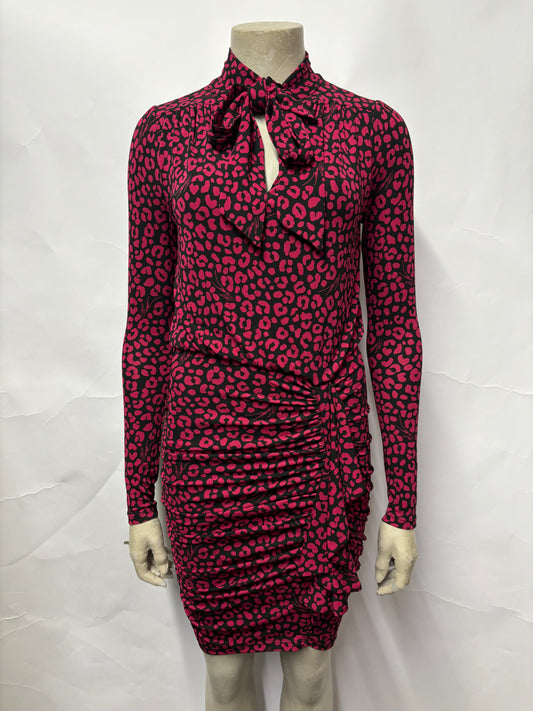 Michael Kors Black and Pink Leopard Print Dress XXS
