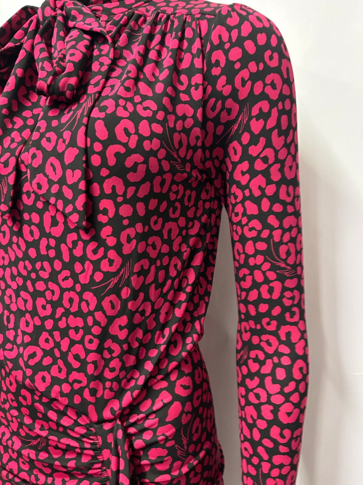 Michael Kors Black and Pink Leopard Print Dress XXS