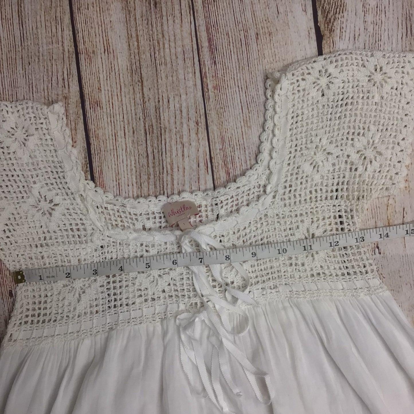 White Stuff White 100% Cotton Top w/Crochet Detail Size 1