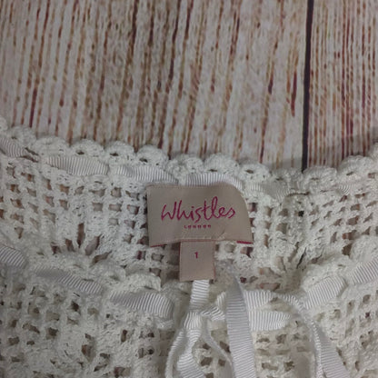 White Stuff White 100% Cotton Top w/Crochet Detail Size 1