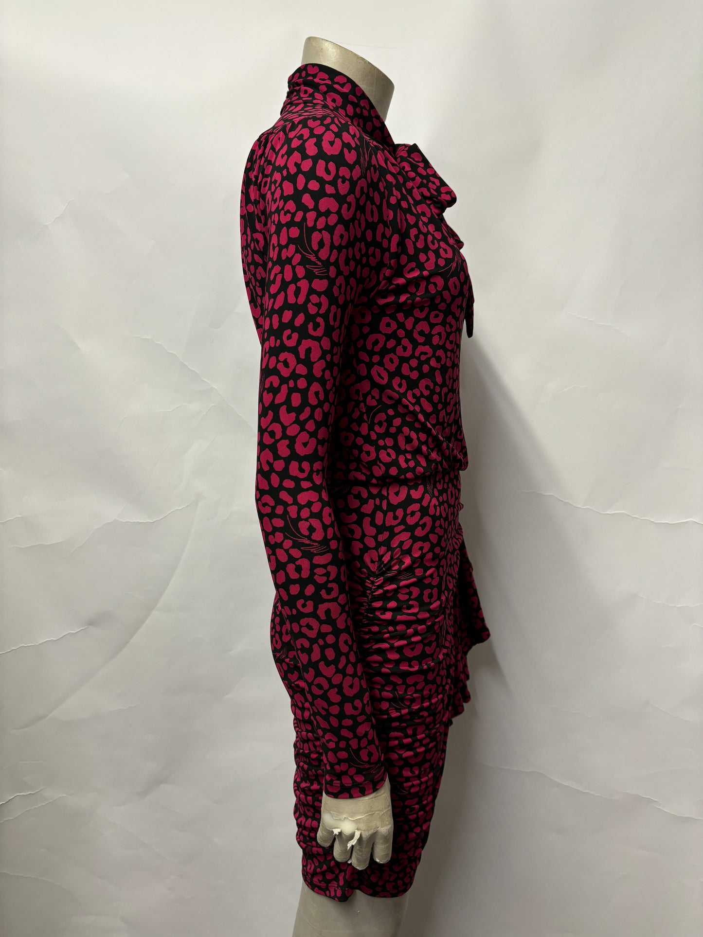 Michael Kors Black and Pink Leopard Print Dress XXS