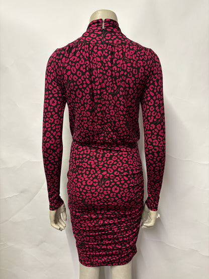 Michael Kors Black and Pink Leopard Print Dress XXS