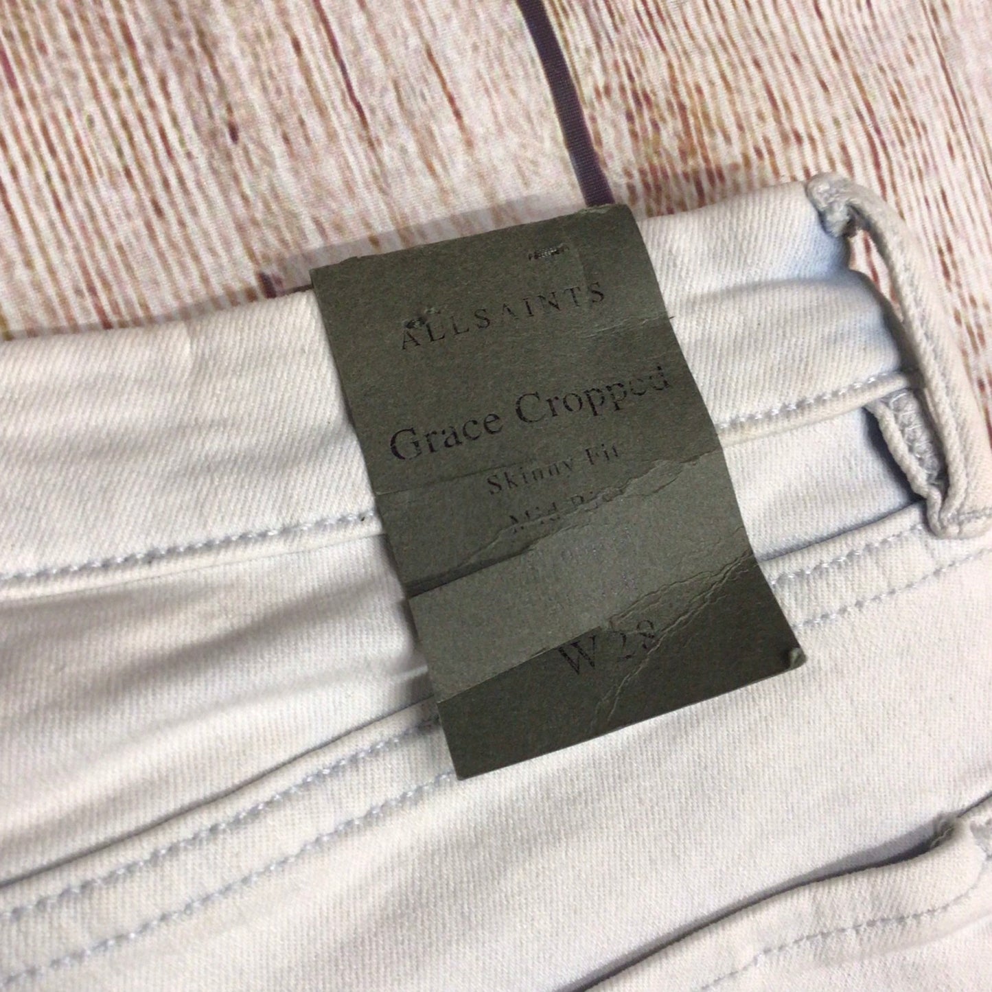 BNWT AllSaints Bleach Indigo Blue Grace Cropped Jeans Size W28 (on label)