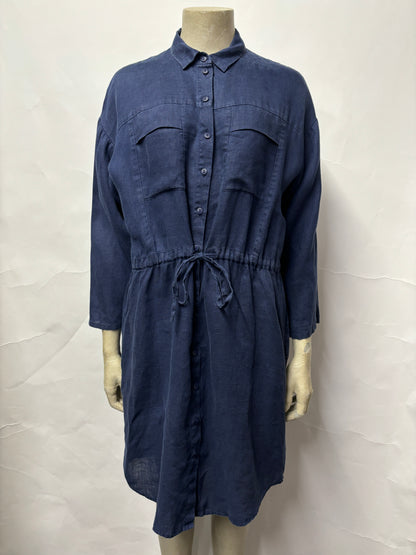 Whistles Navy Linen Shirt Dress 8