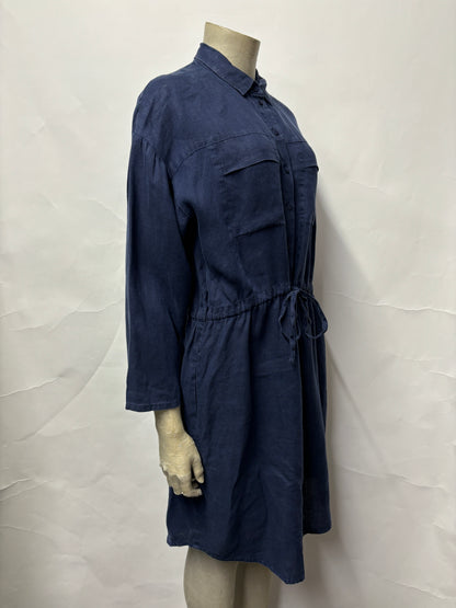 Whistles Navy Linen Shirt Dress 8