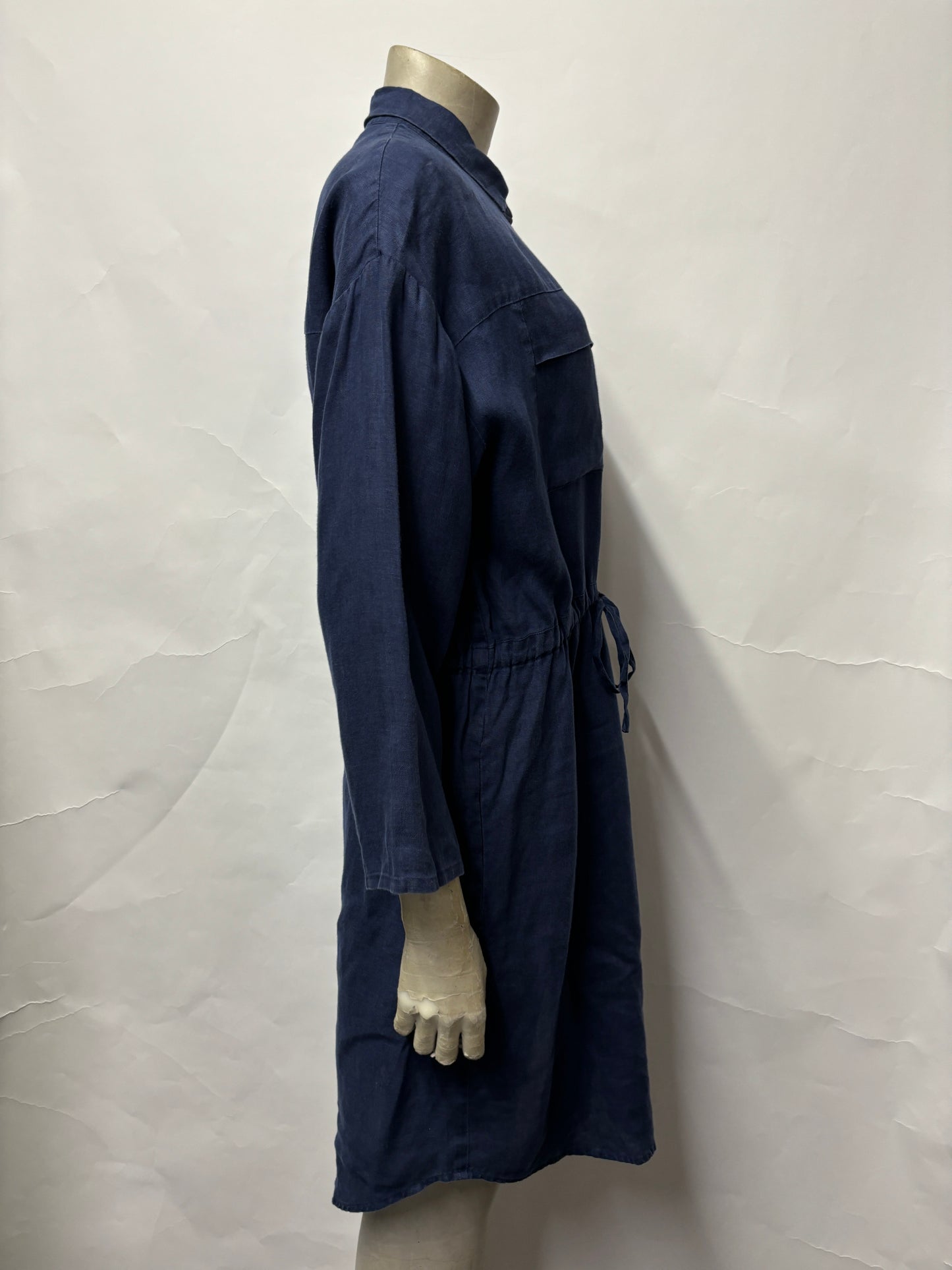 Whistles Navy Linen Shirt Dress 8