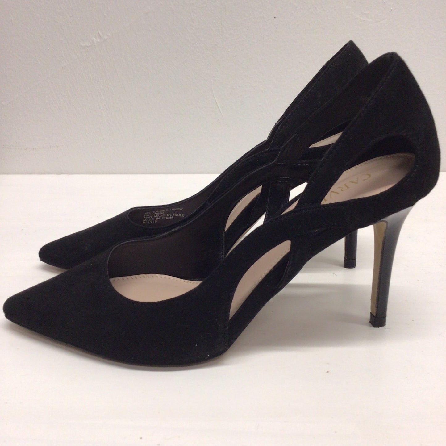 Carvela Black Suedette Karma Cut Out Stiletto Court Heels Size 36 EU