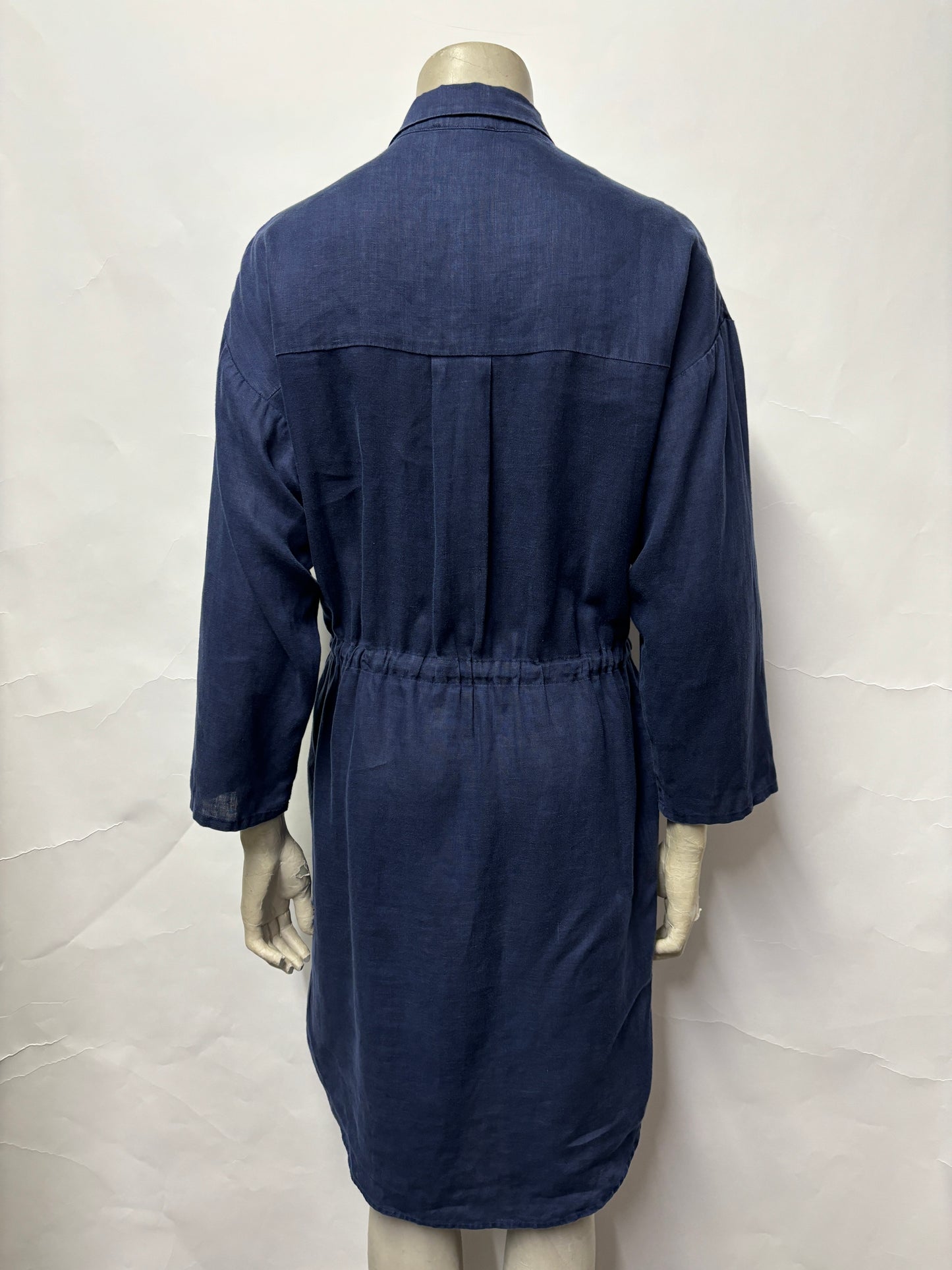 Whistles Navy Linen Shirt Dress 8