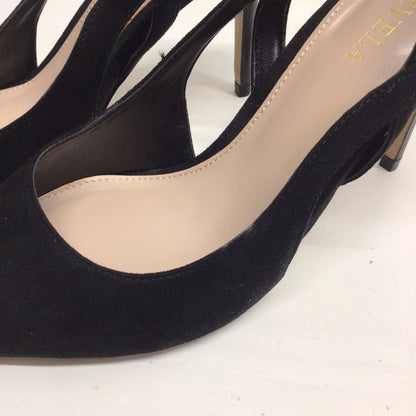 Carvela Black Suedette Karma Cut Out Stiletto Court Heels Size 36 EU