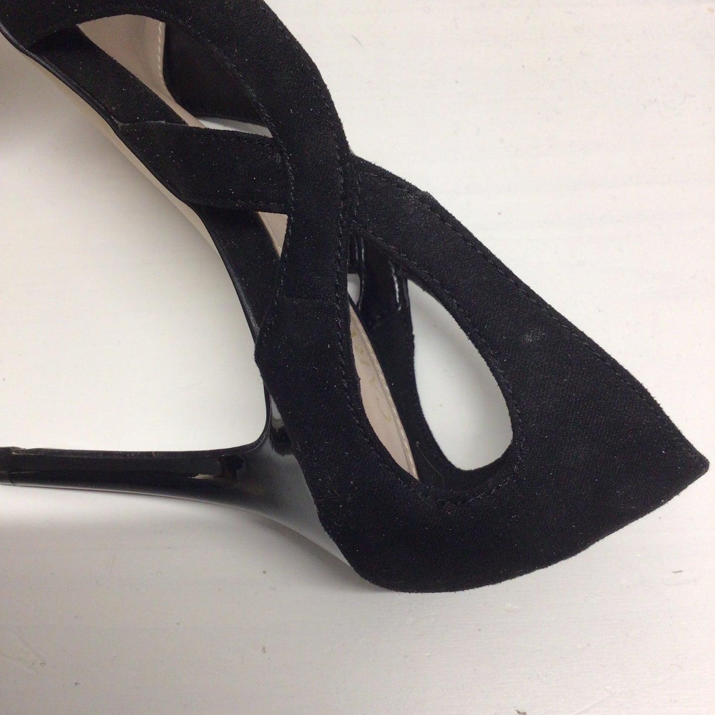 Carvela Black Suedette Karma Cut Out Stiletto Court Heels Size 36 EU