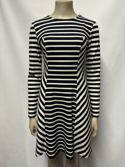 Michael Kors Navy and White Striped Long Sleeve Dress XS