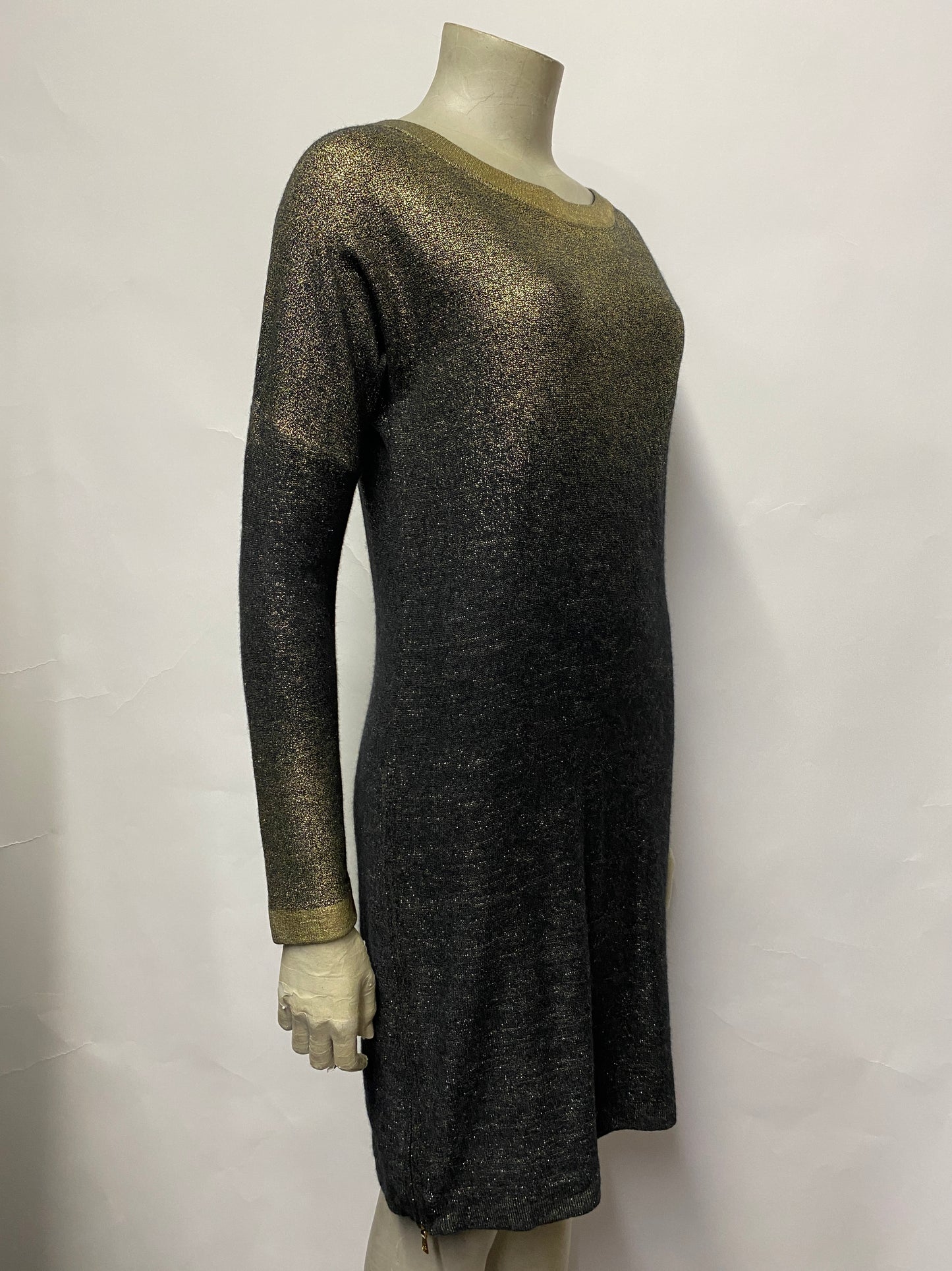 Georges Rech Gold & Black Wool Jumper Dress 2