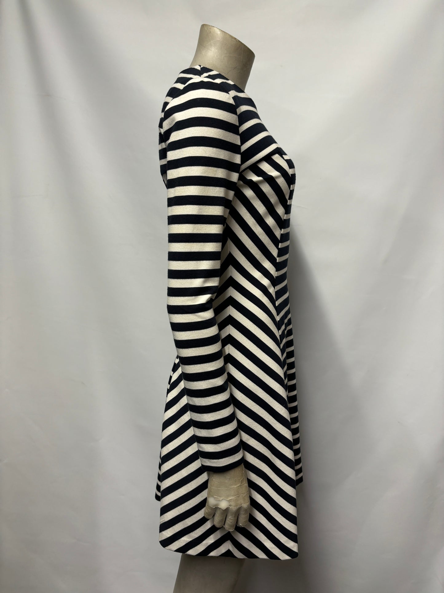 Michael Kors Navy and White Striped Long Sleeve Dress XS