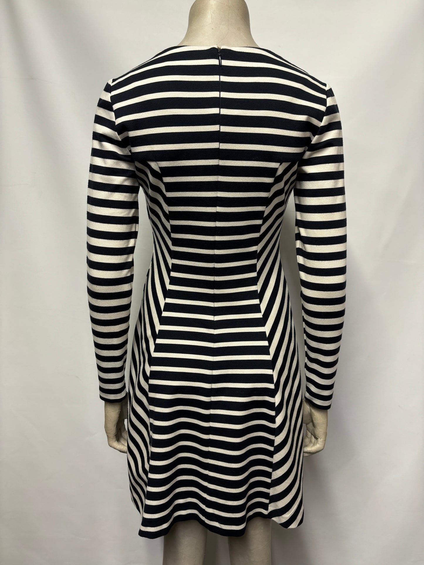 Michael Kors Navy and White Striped Long Sleeve Dress XS