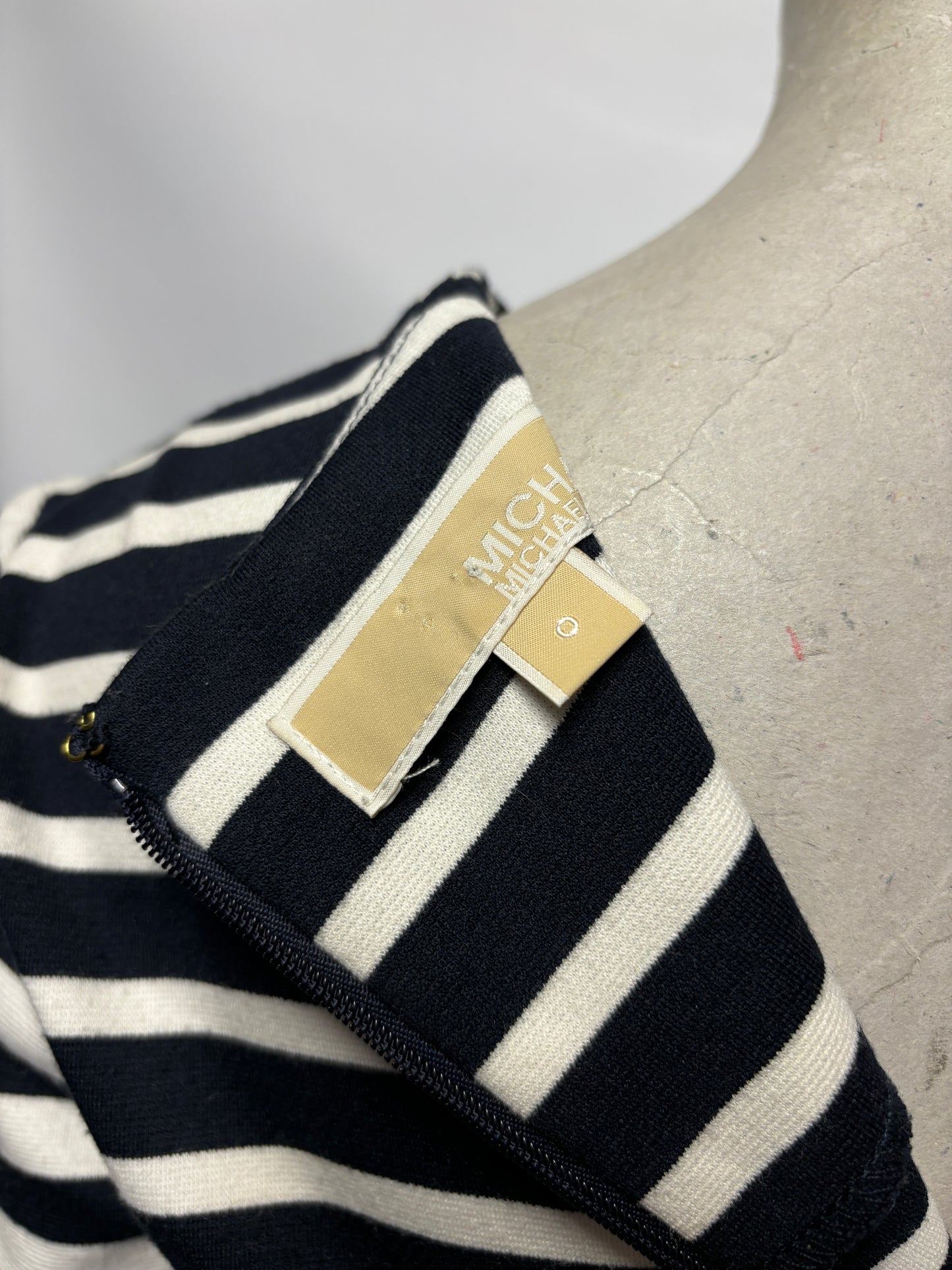 Michael Kors Navy and White Striped Long Sleeve Dress XS