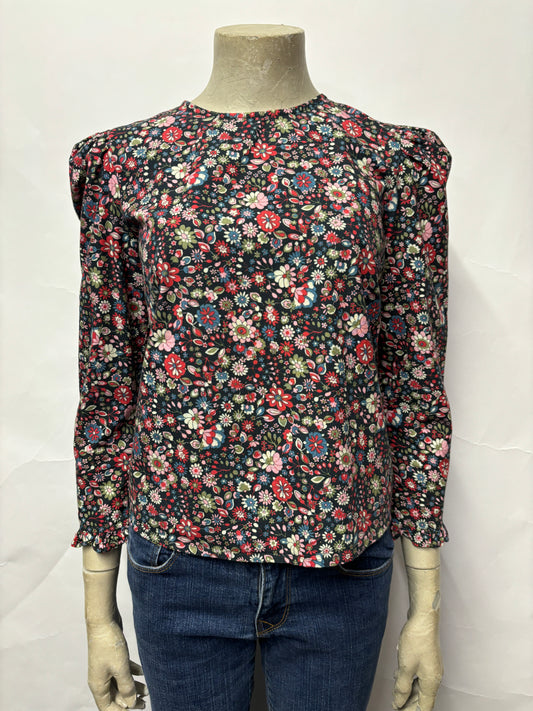 Iris Multicoloured Cotton Floral Long Sleeve Blouse XS