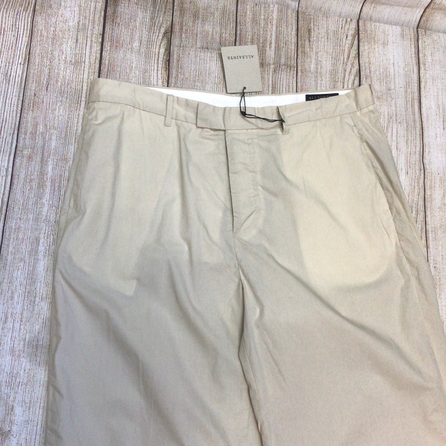 BNWT AllSaints Bailey Taupe Mars 100% Organic Cotton Lightweight Trousers Size 36