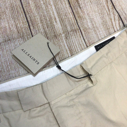BNWT AllSaints Bailey Taupe Mars 100% Organic Cotton Lightweight Trousers Size 36