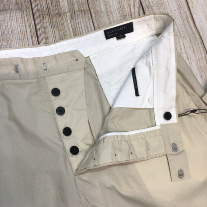 BNWT AllSaints Bailey Taupe Mars 100% Organic Cotton Lightweight Trousers Size 36
