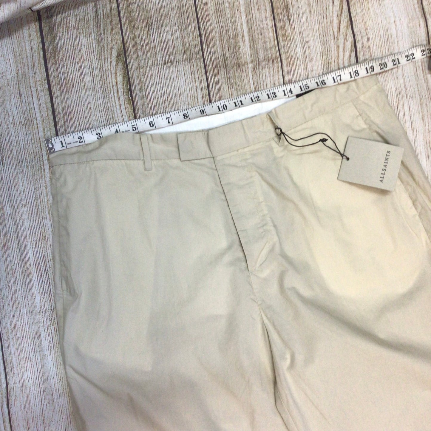BNWT AllSaints Bailey Taupe Mars 100% Organic Cotton Lightweight Trousers Size 36