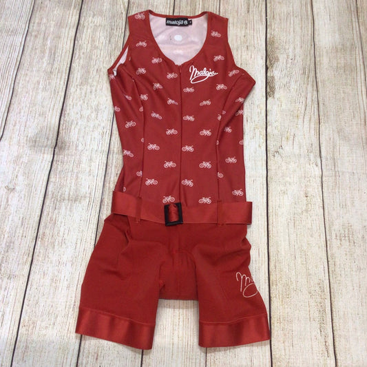 Maloja Red Sleeveless Cycling Shorts Suit Size M