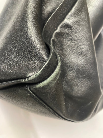 A.K.R.I.S Black Leather Shoulder Tote Bag