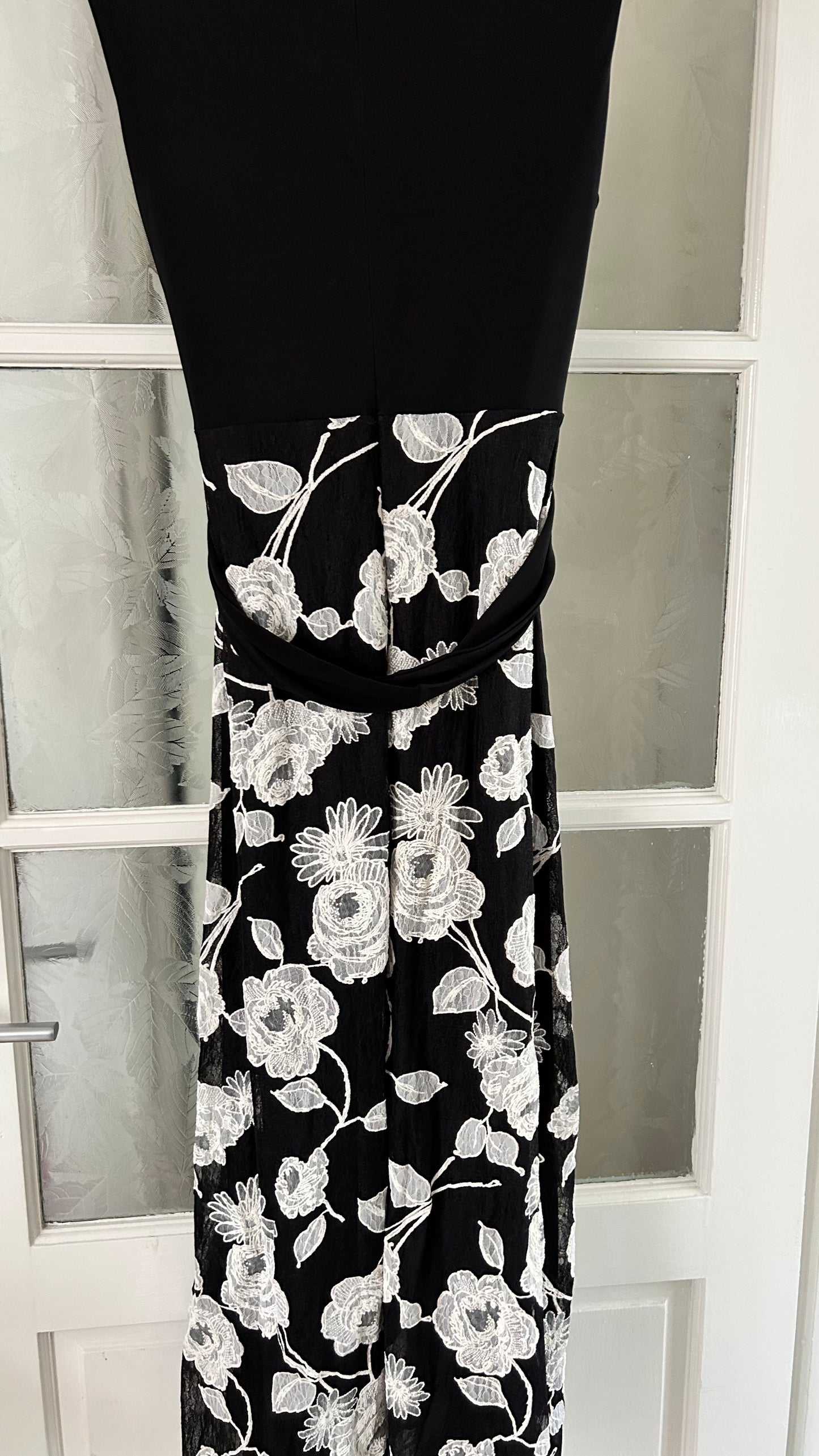 Phase 8 Black and White Dress Size 12 Scoop neck & Lace detail