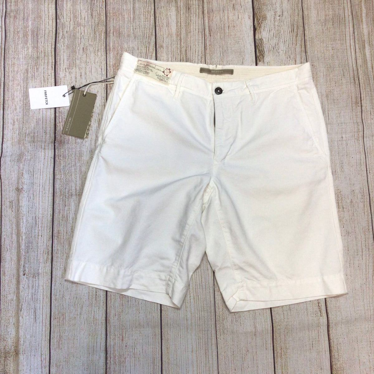 BNWT Incotex White Cream Classic Shorts Size 34