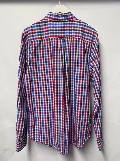 Crew Clothing Pink and Blue Chequered Classic Fit Cotton Shirt Large