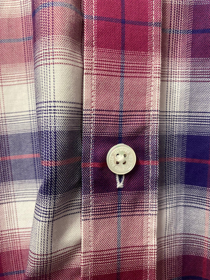 Ted Baker Purple Chequered Cotton Shirt 16.5