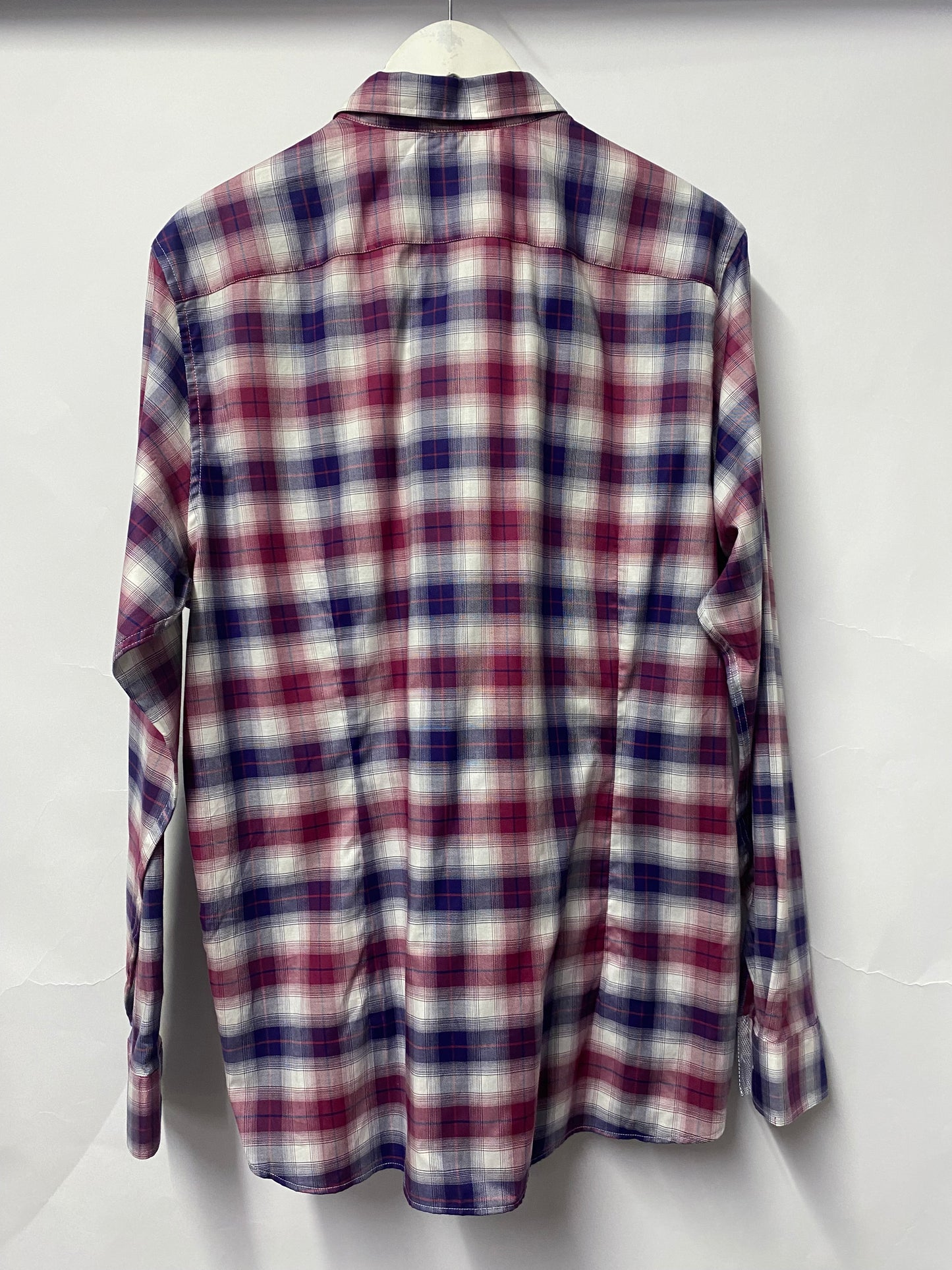 Ted Baker Purple Chequered Cotton Shirt 16.5