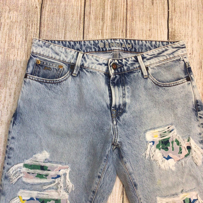 Denham Monroe Girlfriend Fit Light Blue Ripped Jeans Size W30