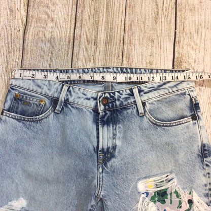 Denham Monroe Girlfriend Fit Light Blue Ripped Jeans Size W30