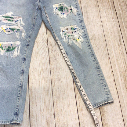 Denham Monroe Girlfriend Fit Light Blue Ripped Jeans Size W30