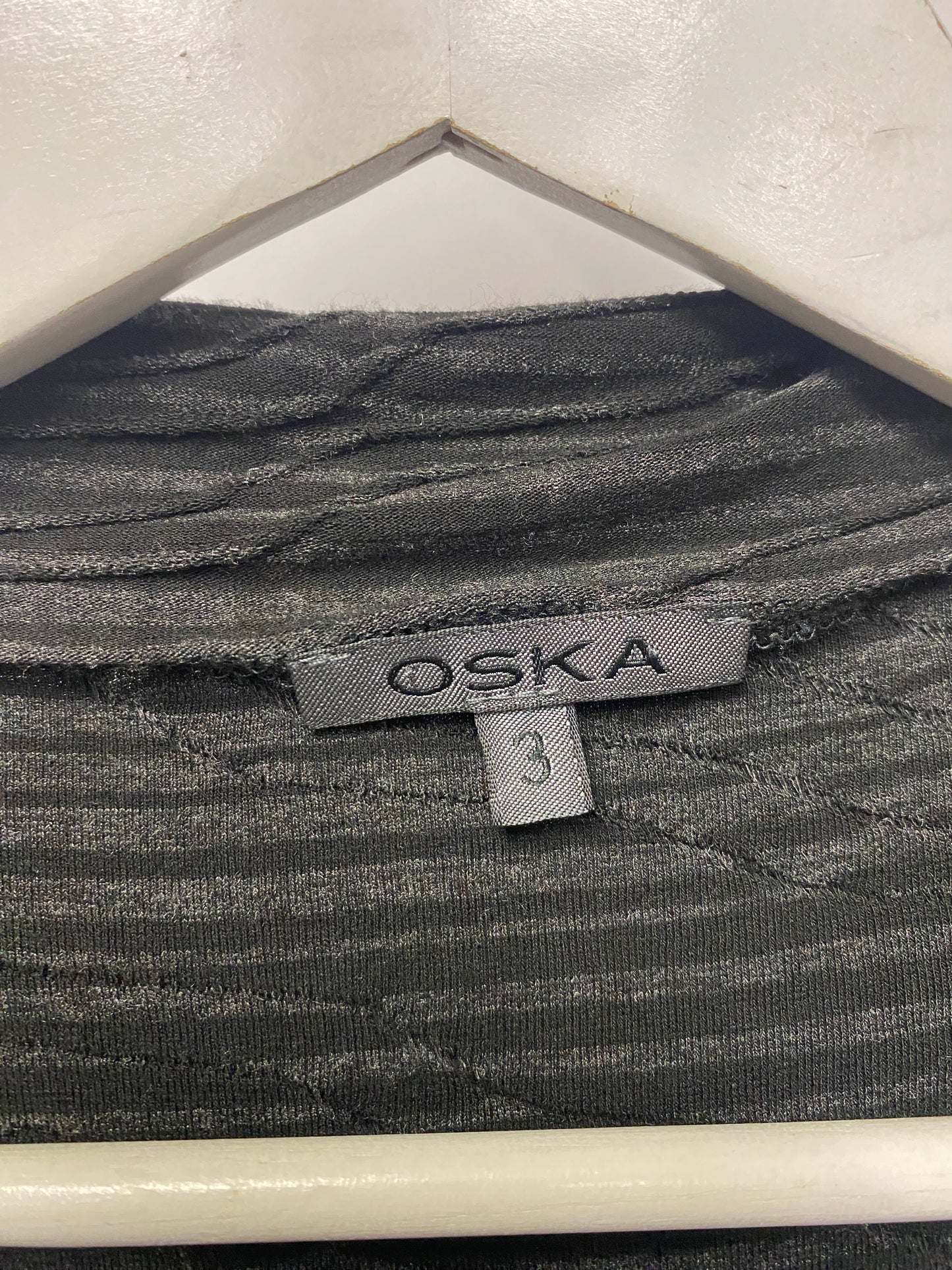 Oska Black and Grey Boatneck Top Large