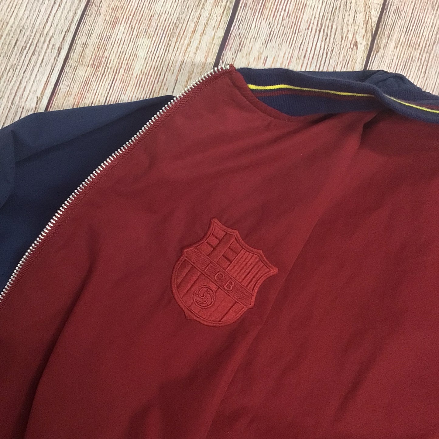 Nike FCB Barcelona Blue & Red Reversible Football Bomber Jacket Size XL